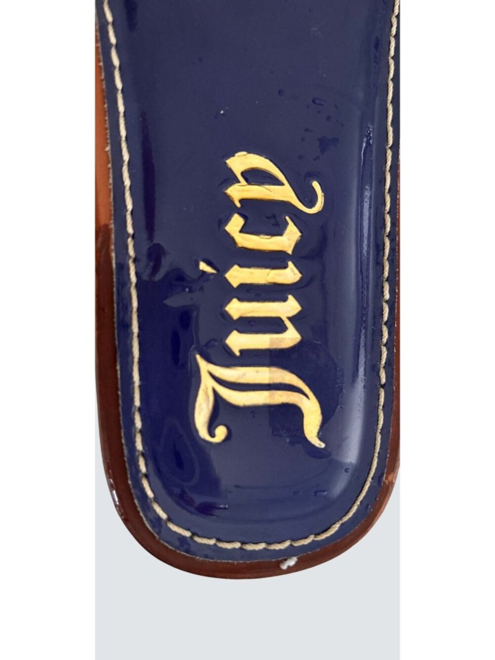 Juicy Couture Womens Navy Blue Patent Leather Rhinestone Slide Sandals Size 6 - Picture 8 of 12